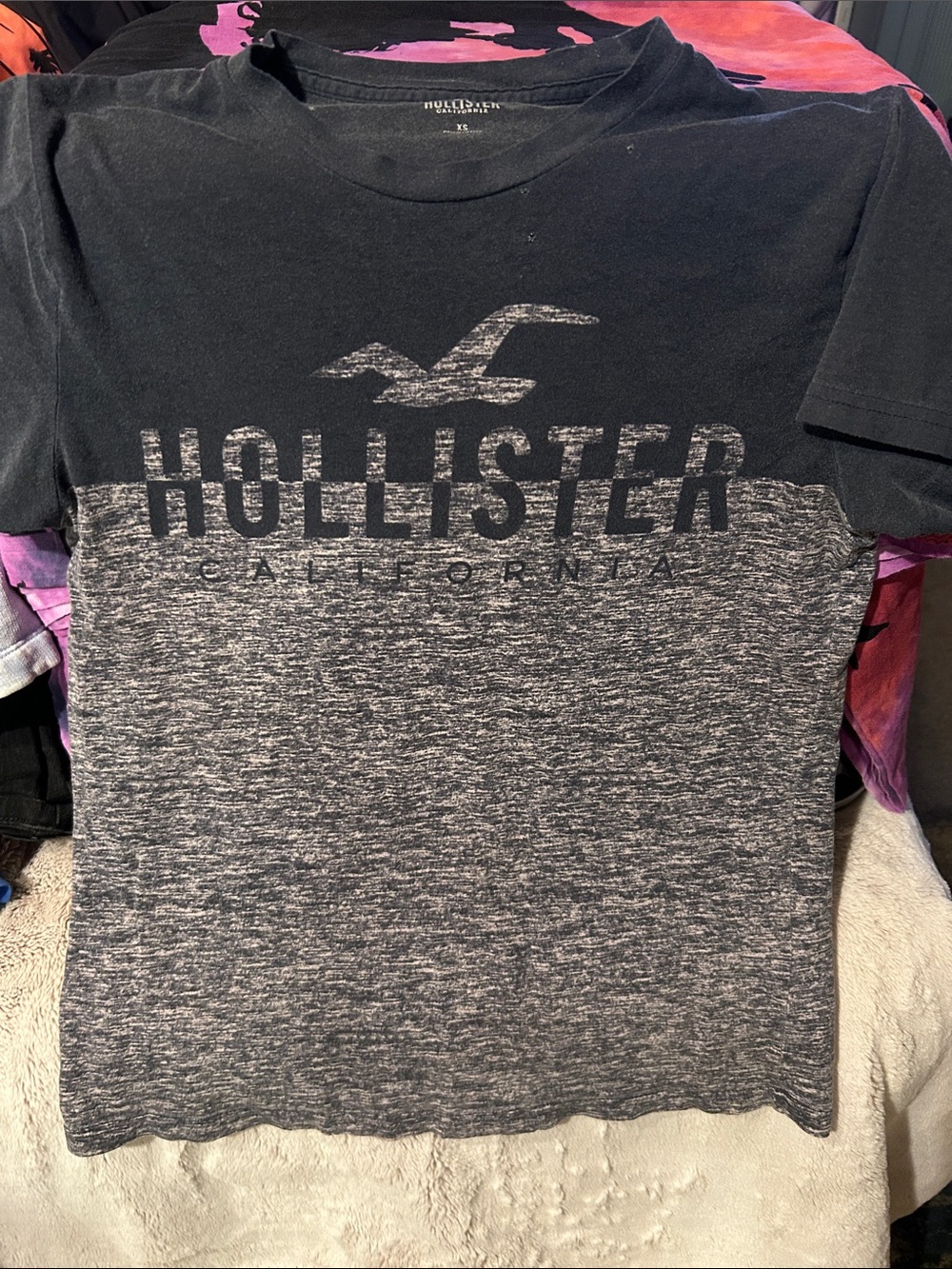 Hollister Black and Heather Gray Logo T‑Shirt vintage